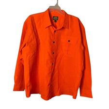 Cabelas Mens Blaze Orange Hunting Shirt Long Sleeve Button Up 2XL