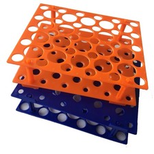 2 Packs 50 Well Centrifuge Tube Rack, 10ml, 15ml, 50ml, Orange, Blue, Lab Holder