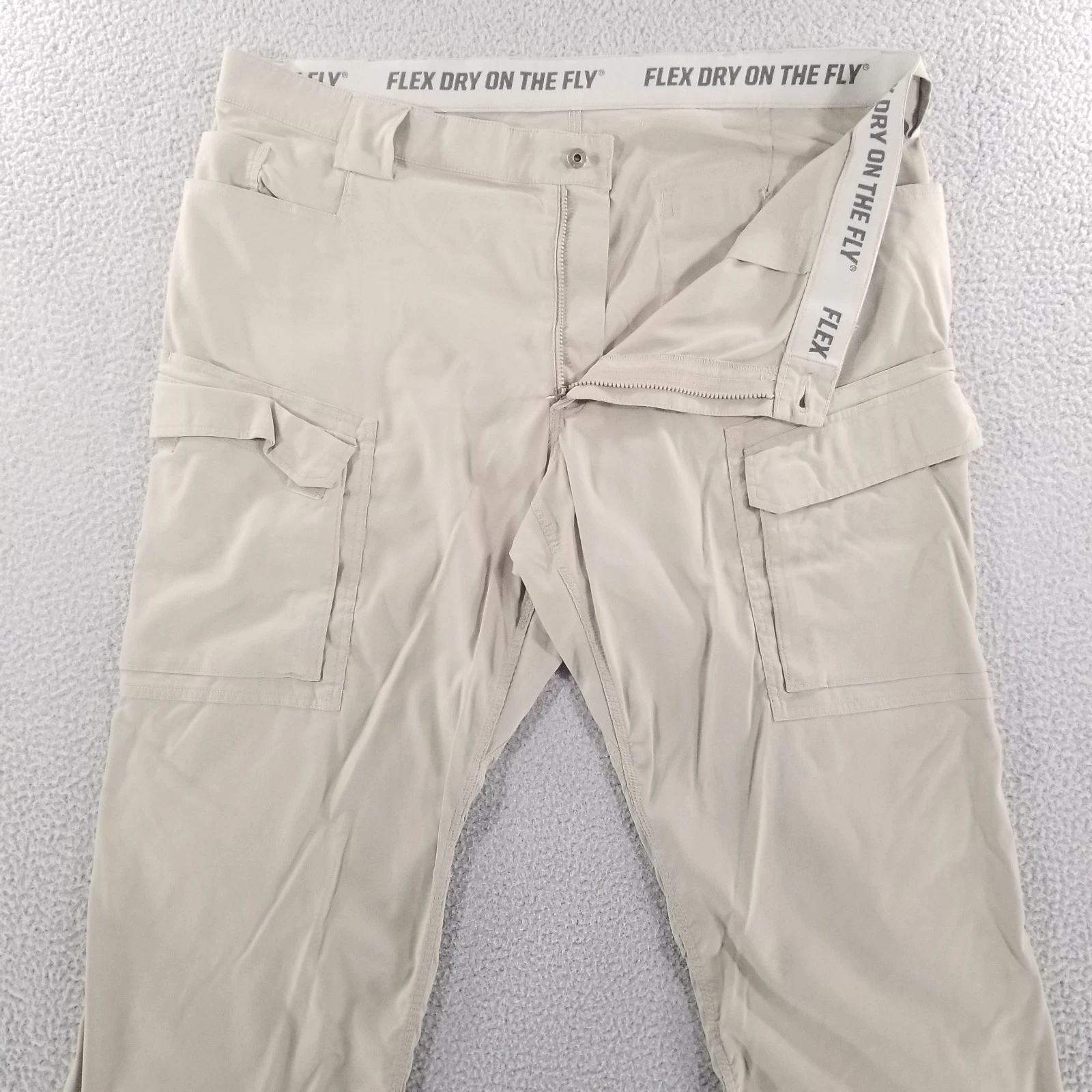Duluth Flex Dry On The Fly Pants Mens 46x27 HEMMED Relaxed Fit Cargo Fishing