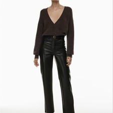 Aritzia Wilfred Black VeganLeather Melina Pant, size 6, NWT Retail 148