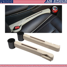 Car Seat Gap Filler Organizer Storage Slot And Cup Holder 2 Pack Beige