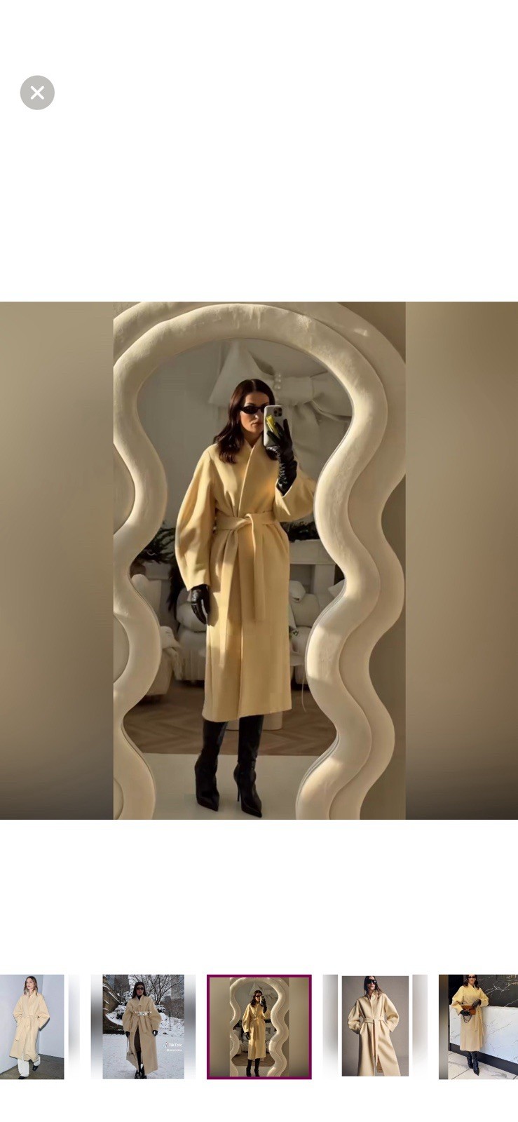 ZARA WOMAN ZW COLLECTION OVERSIZED WOOL BLEND LONG COAT , VANILLA , Sz S  thumbnail 8