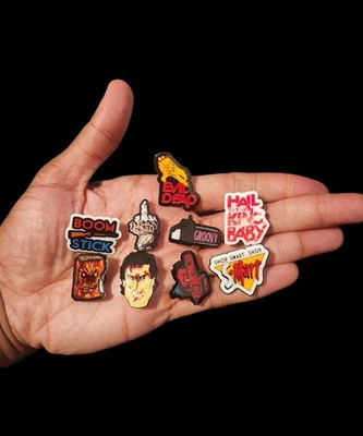 9 Piece Evil Dead Horror Shoe Charm Set   Fits Crocs   Retro Scary Charms