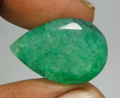 Natural Green Emerald 28.55 Ct Zambian Pear Shape Cut Loose Gemstone