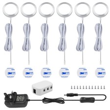 3/6PCS LED Under Cabinet Lighting Kitchen Closet Puck Light Lamp+UK Power Supply