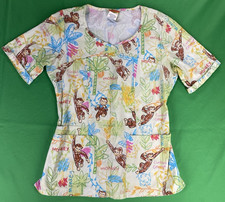 XS Curious George Patterned Scrub Top