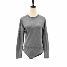 FIGS Lg Salta Dark Gray Long Sleeve Full Rear Snap Seamless Bodysuit Underscrub