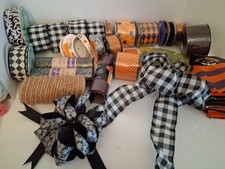Lot Wired, Mesh, Satin Ribbon Black/White/Halloween 150 YDs