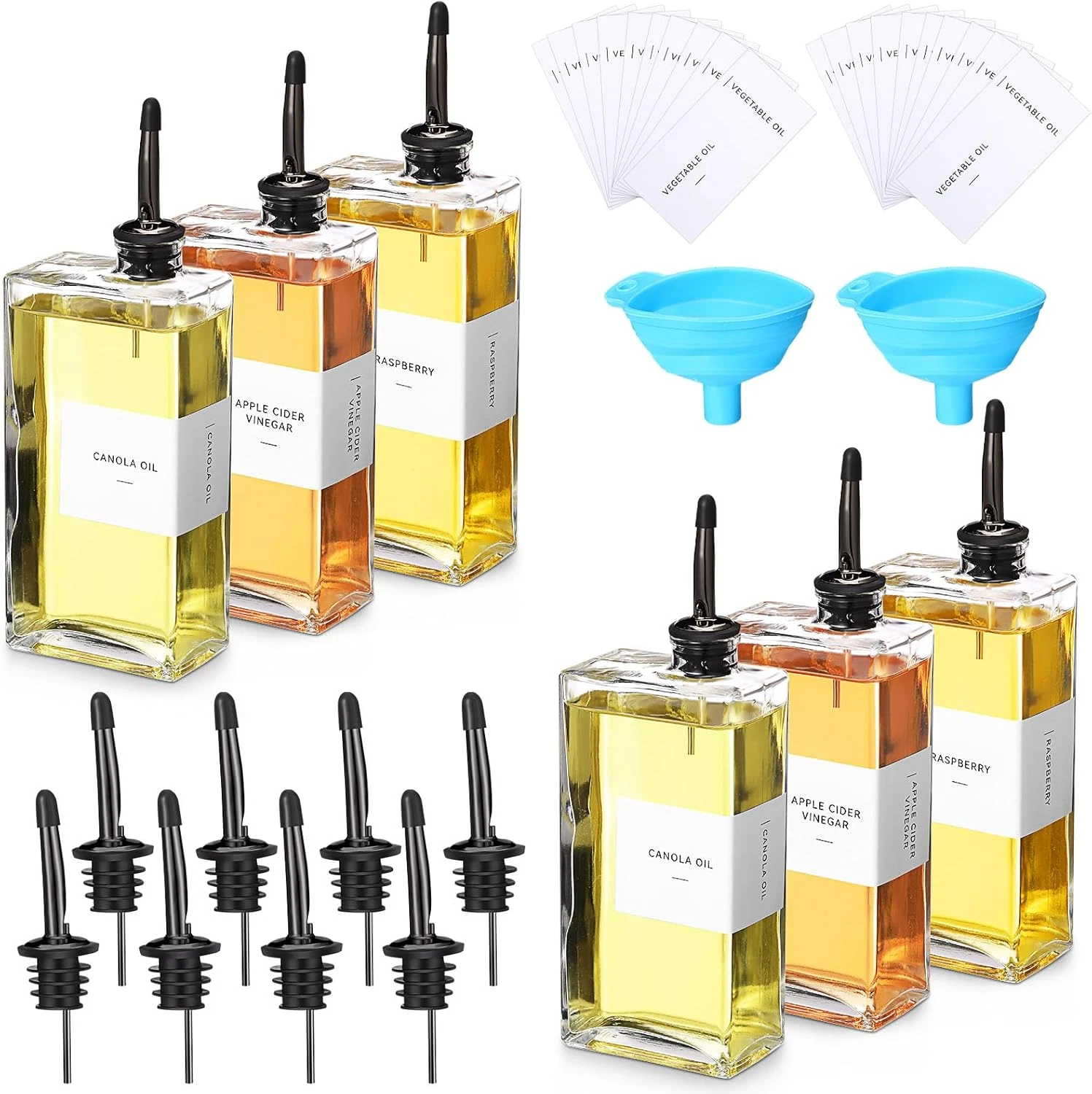 6 juegos de botellas dispensadoras de aceite de oliva para cocina con boquillas