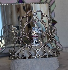 Vintage Large Rhinestone Metal TiaraCrown Miss North American Scholastic Pageant