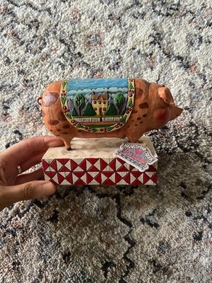 2003 Enesco Heartwood Creek Jim Shore 117142 Country Heritage Schwein Figur Quilt