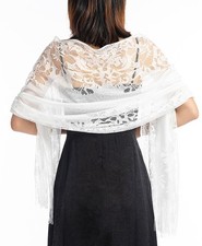 Lace Shawls and Wraps for Evening Dresses, with Fringe, Elegant Shawl for Wom...