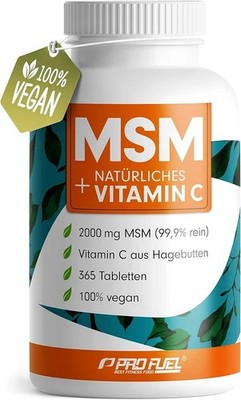 MSM 2000mg pro Tag + natürliches Vitamin C - 365 Tabletten mit Methylsulfonylmet