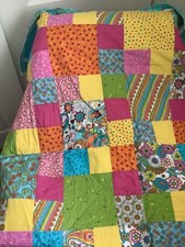 Multi Color Bright Quilt Handmade 44" x 58"