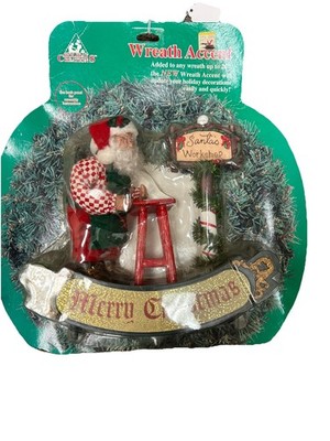 WREATH ACCENT Holiday Creations Merry Christmas SANTA CLAUS WORKSHOP