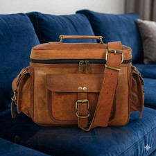 DSLR SLR Lens Vintage Leather Camera Satchel Bag for men