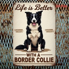 Rustic Border Collie Farmhouse Dog Tin Metal Signs Home D cor 8x12