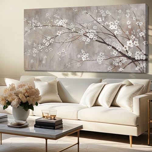  Botanical Wall Decor Paintings Canvas Wall Art for Living 58L" x 29W" Beige