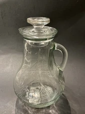 Veg Nautical Pitcher Clipper-Ship/Sailboat Embossed Glass With Handle Glass Lid