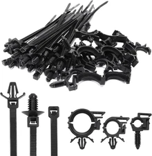 45Pcs Push Mount Cable Zip Tie with Car Wire Loom Routing Clips Assortment, Univ