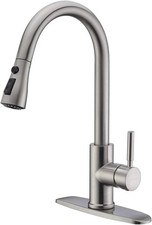 High-Arc Pull-Down Kitchen Faucet, Brushed Nickel, 3-Mode Sprayer Soft