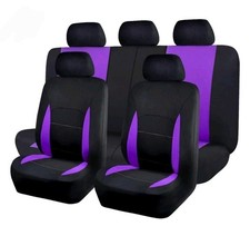 Flying Banner Universal Car Seat Covers Rear Split Purple Black Sporty Men Women