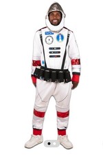 Mens XL Astronaut Costume Full Zip Jumpsuit W Hood Halloween Cosplay Party NWT