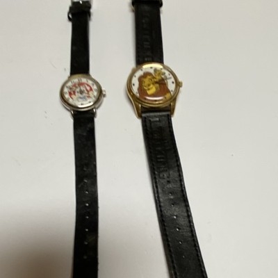 Disney Lot of 2 101 Dalmatians & Lion King Quartz Analog Black Leather Kids