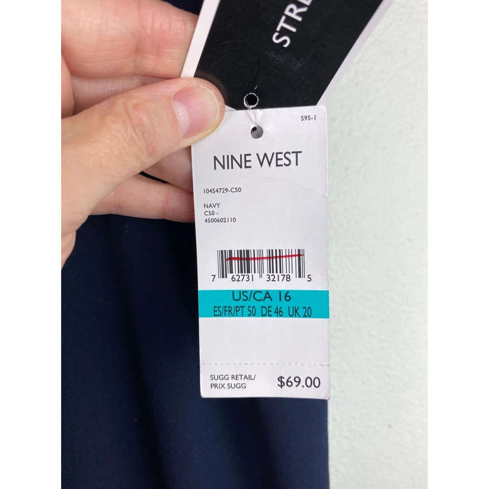 NWT Nine West Women's Size 16 Navy Blue Modern Fit Flare Leg Pants with Stretch - Image 2 of 4