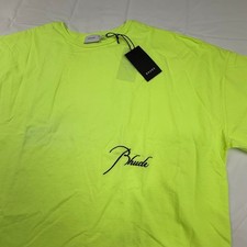 Rhude Mens Neon Yellow Script Logo Boxy T-Shirt XL Made in USA New