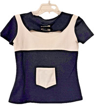 Vintage 90s Baby Tee Black White Stretch Knit Cutout Top Y2K Fitted