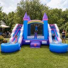 Commercial Inflatable Bounce House Pink Double Water Slide Combo with Blower