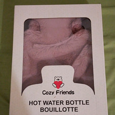 Bouillotte bouteille d'eau chaude Cozy Friends 2L avec housse peluche rose