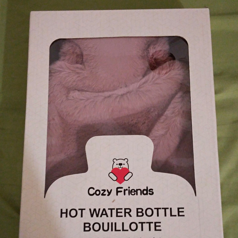 Cozy Friends 2L Hot Water Bottle Bouillotte with Pink Plush Cover