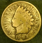 1893 American Indian Head Cent Circulated Brown Philadelphia Mint Penny.