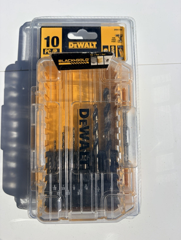 DEWALT DWA1180 Black & Gold Drill Bit Set 10-Piece with ToughCase+