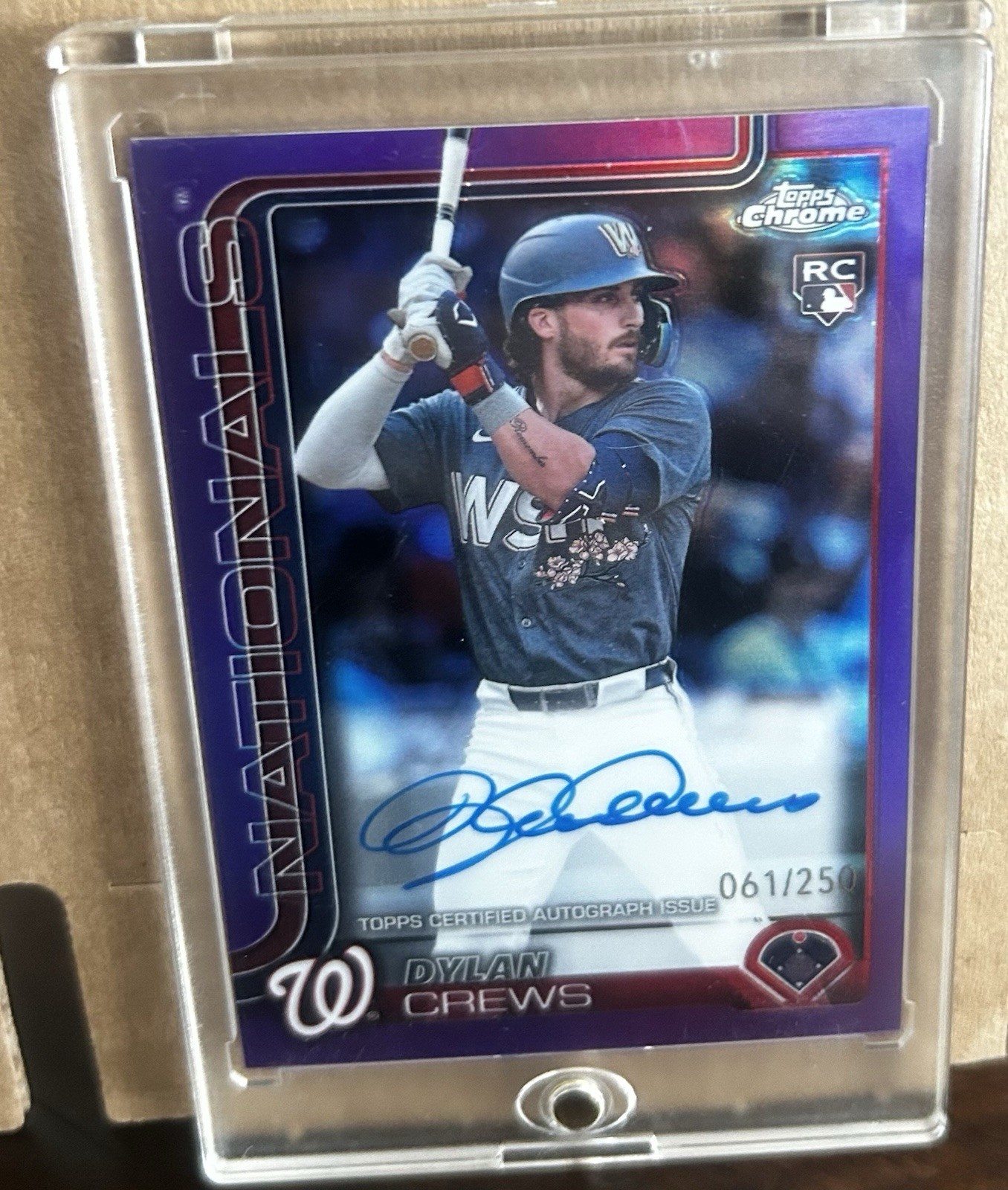 2025 Topps Chrome Rookie Autographs Dylan Crews #RA-DC Purple Refractor /250 