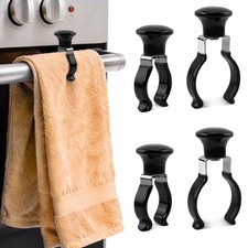 Towel Clips for Kitchen Stainless Steel - Stay Put Black 4-Pack