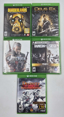 Xbox One Video Games Lot 5 Borderlands 2 Deus Ex Witcher 3 R6 Siege Divinity Use