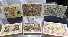 1920-1921 German Notgeld “Emergency Money” Banknotes - Lot of 6