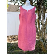 Talbots Pink Sleeveless Sheath Dress Textured 14