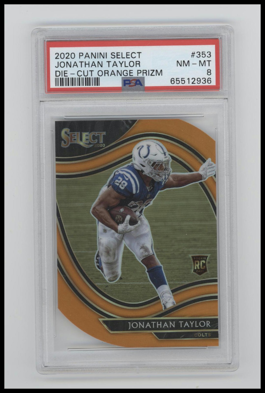 2020 Panini Select #353 Jonathan Taylor Die-Cut Orange Prizm RC PSA 8
