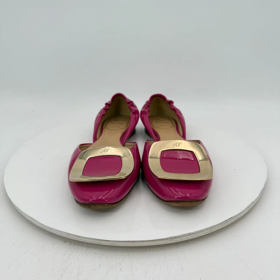 Zapato plano sin cordones Roger Vivier para mujer talla EU 35 US 5 rosa fucsia charol Foto 3 de 4