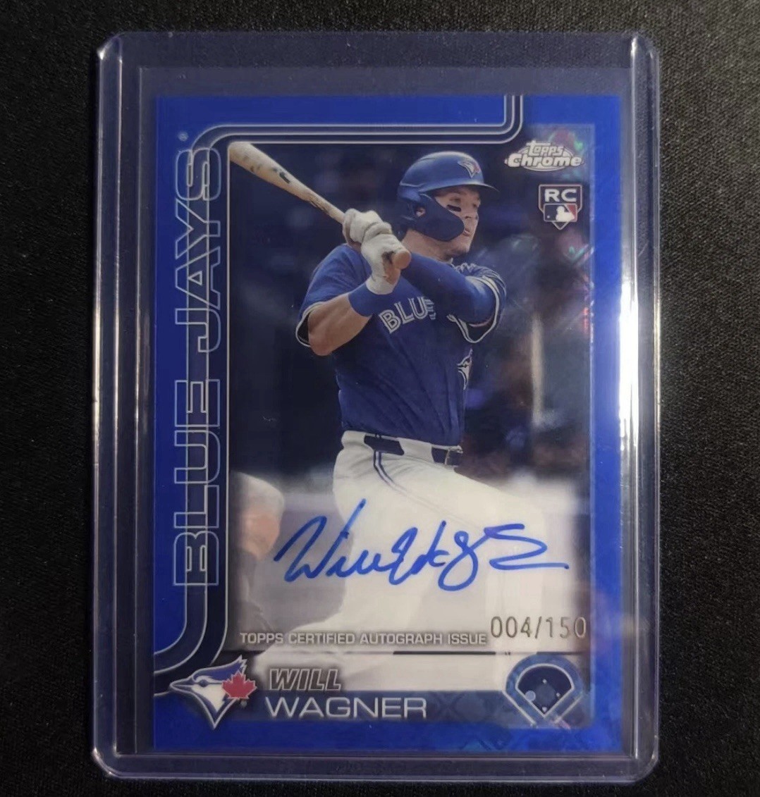 2025 Topps Chrome Rookie Autographs Will Wagner RA-WW Blue Logofractor /150 (RC)