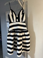 ASOS Women’s Size 2 Black and White Striped Spaghetti Strap Drop Waist Dress