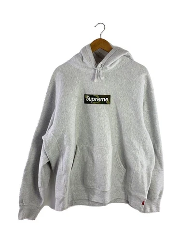Felpa Supreme con cappuccio L cotone grigio usata
