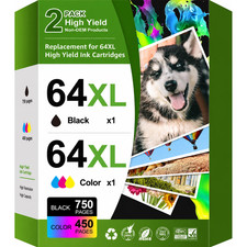 64XL Ink Cartridges Combo Pack Compatible for HP64 Ink Cartridges Ink 64 XL 7858