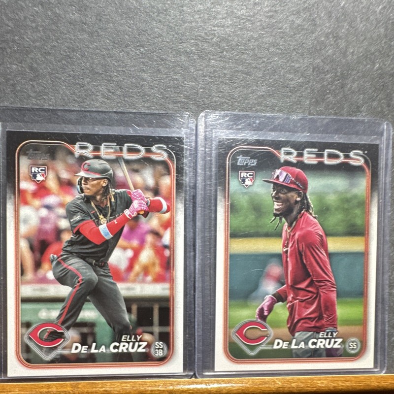 Topps 2024 Elly De La Cruz Rookie RC Cincinnati Reds Baseball Cards Lot (2)