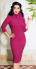 Pin Up Vintage Diva Wiggle Dress Pink Maxine NWT Pencil Size Medium