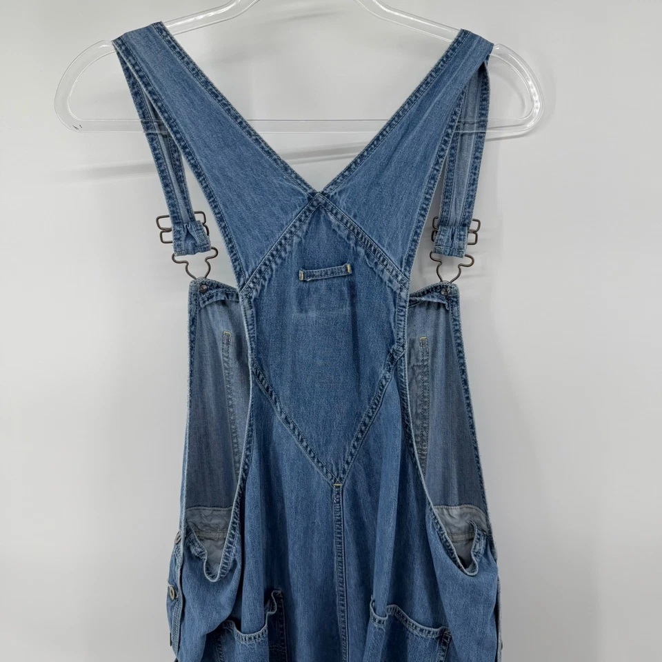 Mono vaquero azul marino antiguo lavado claro calce relajado para mujer XL Foto 3 de 4